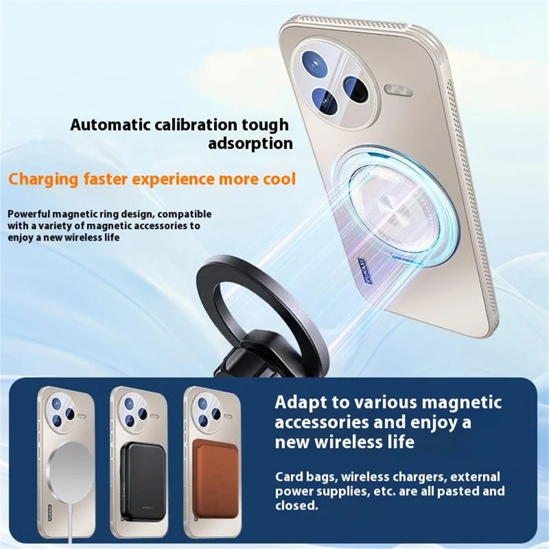 For Xiaomi Poco F7 Ultra 5G / Redmi K80 Pro 5G Magnetic Case Kickstand TPU PC Heat Dissipation Phone Cover - Black