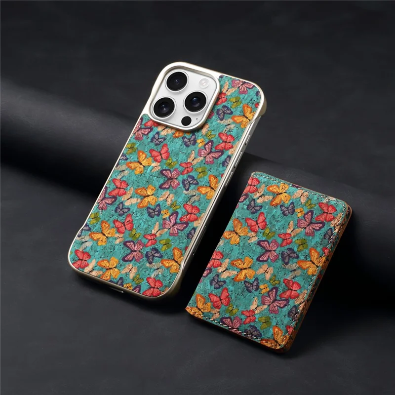 For iPhone 16 Pro Max Magnetic Case Compatible with MagSafe Pattern Print PU + PC Phone Cover with Card Holder - Butterfly Blue