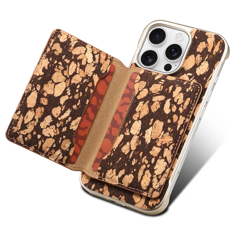 For iPhone 16 Pro Max Magnetic Case Compatible with MagSafe Pattern Print PU + PC Phone Cover with Card Holder - Black