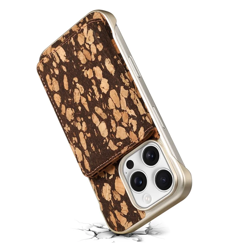 For iPhone 16 Pro Max Magnetic Case Compatible with MagSafe Pattern Print PU + PC Phone Cover with Card Holder - Black