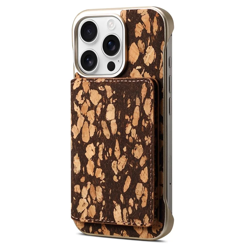 For iPhone 16 Pro Max Magnetic Case Compatible with MagSafe Pattern Print PU + PC Phone Cover with Card Holder - Black