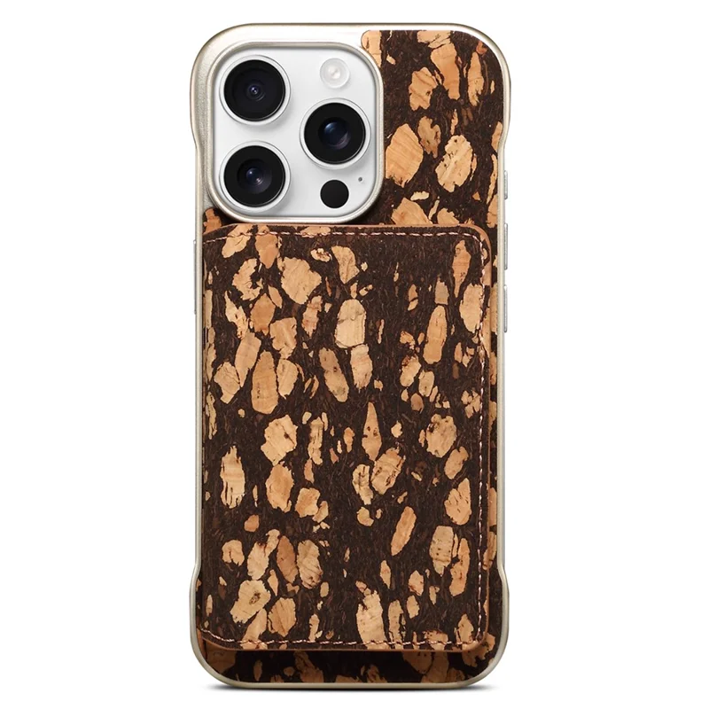 For iPhone 16 Pro Max Magnetic Case Compatible with MagSafe Pattern Print PU + PC Phone Cover with Card Holder - Black