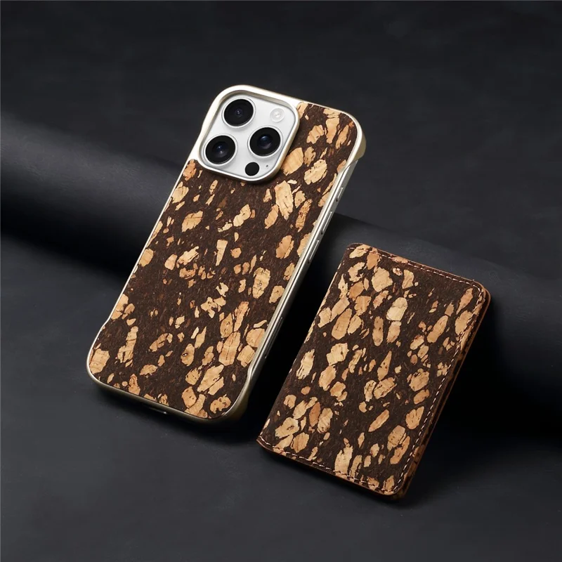 For iPhone 16 Pro Max Magnetic Case Compatible with MagSafe Pattern Print PU + PC Phone Cover with Card Holder - Black