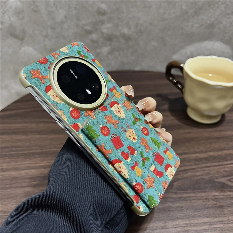For Huawei Mate 70 Case Compatible with MagSafe Pattern Print PU + PC Phone Cover with Card Holder - Green