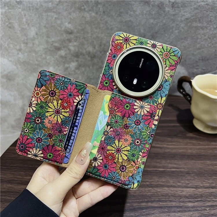 For Huawei Mate 70 Case Compatible with MagSafe Pattern Print PU + PC Phone Cover with Card Holder - Green