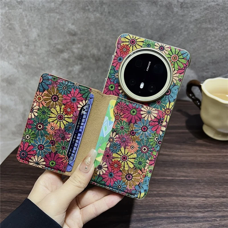 Til Huawei Mate 70 Pro / 70 Pro+ Taske Kompatibel med MagSafe Mønsterprint PU + PC Telefontaske med Kortholder - Sort