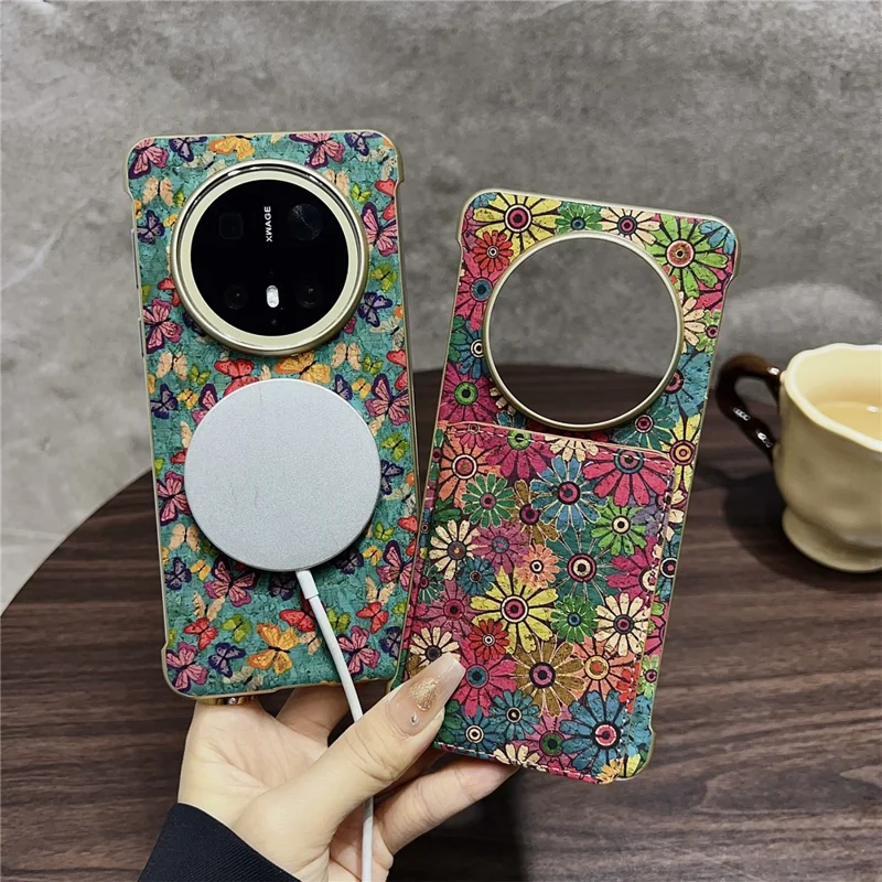 Til Huawei Mate 70 Pro / 70 Pro+ Taske Kompatibel med MagSafe Mønsterprint PU + PC Telefontaske med Kortholder - Sort