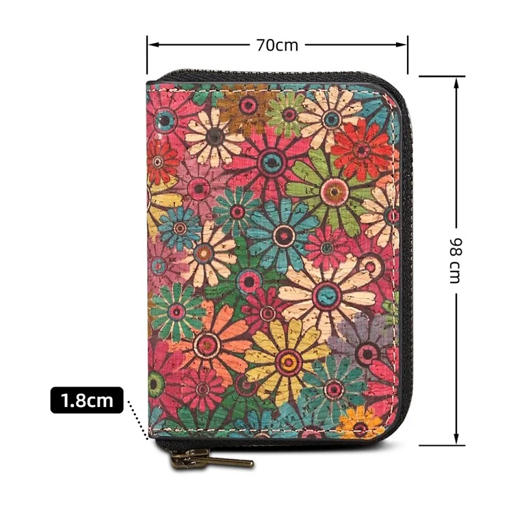 V16 Magnetischer Kartenetui kompatibel mit MagSafe mit Blumenmuster, Reißverschlusstasche und Ständer für Handy - Grün
