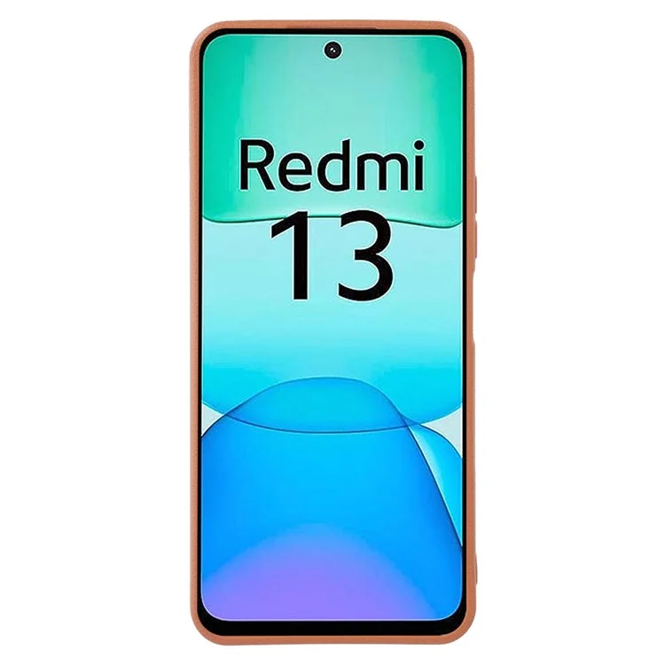 Capa de couro texturizado TPU à prova de choque para Xiaomi Redmi 13 4G - Marrom