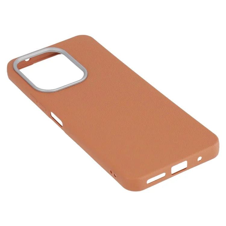 Capa de couro texturizado TPU à prova de choque para Xiaomi Redmi 13 4G - Marrom