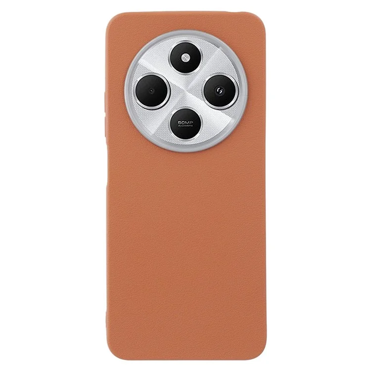 Capa de telefone de couro texturizado TPU à prova de choque para Xiaomi Redmi 14C 4G / 14R 5G / Poco C75 4G - Marrom