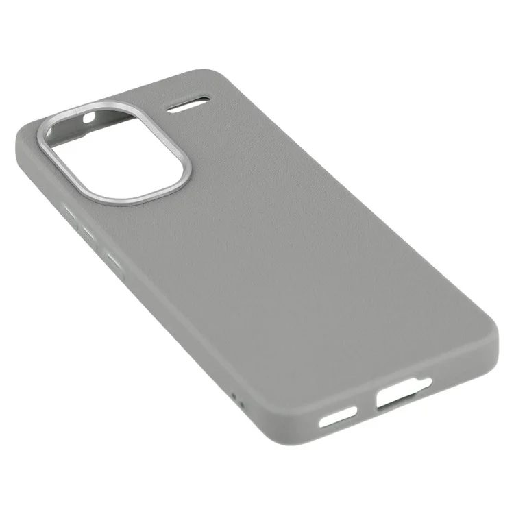 Capa para Xiaomi Redmi Note 13 Pro+ 5G em couro texturizado TPU à prova de choques - Cinza