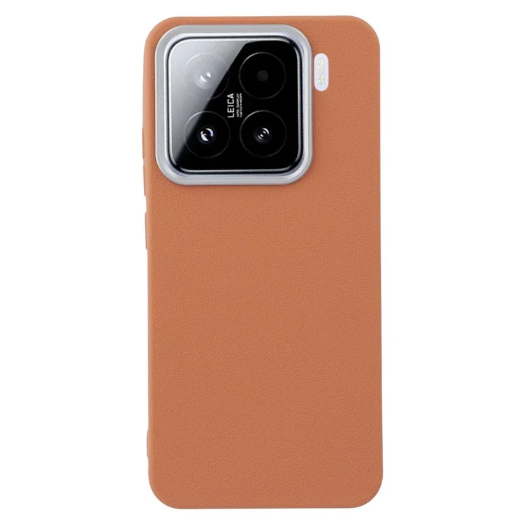 Capa de couro texturizada TPU à prova de choque para Xiaomi 15 - Marrom