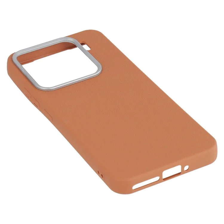 Capa de couro texturizada TPU à prova de choque para Xiaomi 15 - Marrom