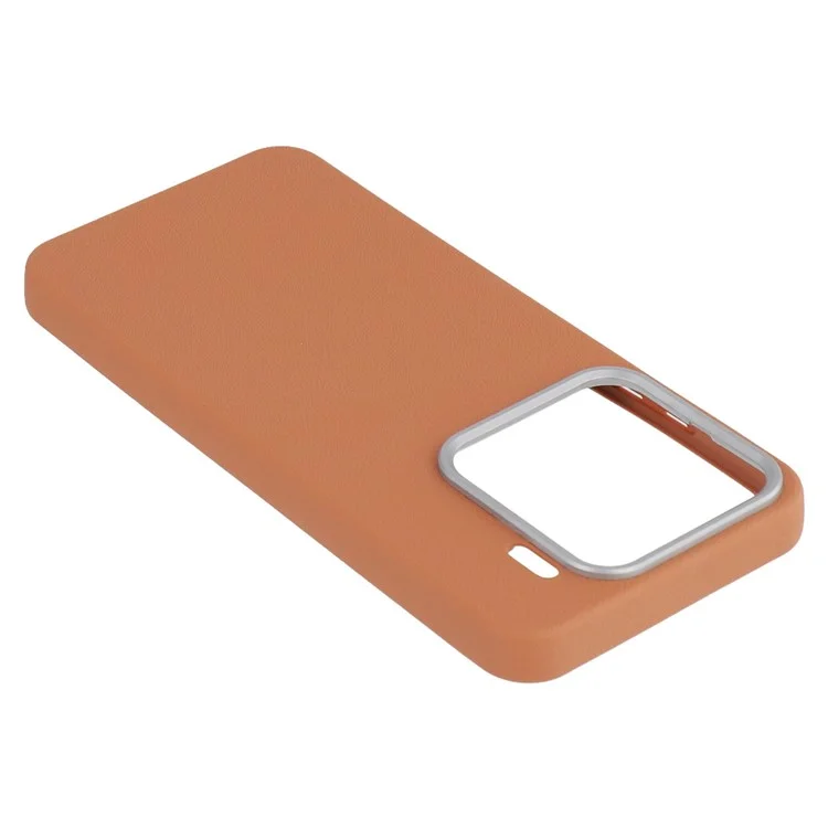 Capa de couro texturizada TPU à prova de choque para Xiaomi 15 - Marrom
