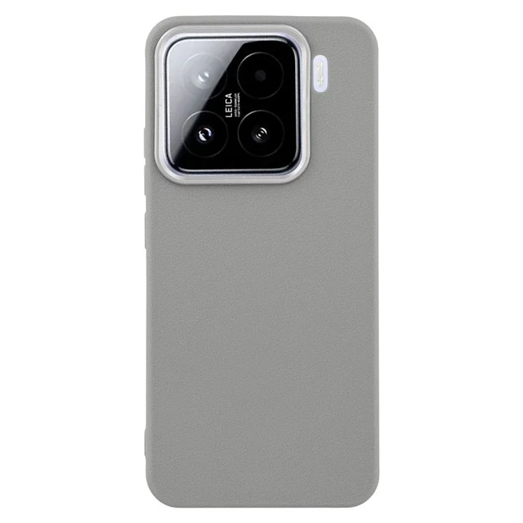 Capa para Xiaomi 15 Pro em couro com textura TPU à prova de choques - Cinza