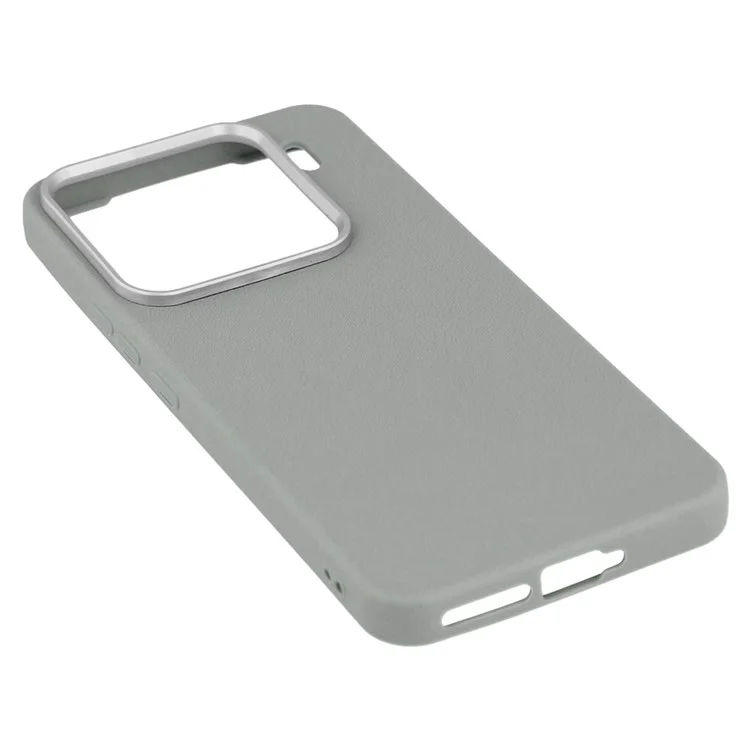 Capa para Xiaomi 15 Pro em couro com textura TPU à prova de choques - Cinza