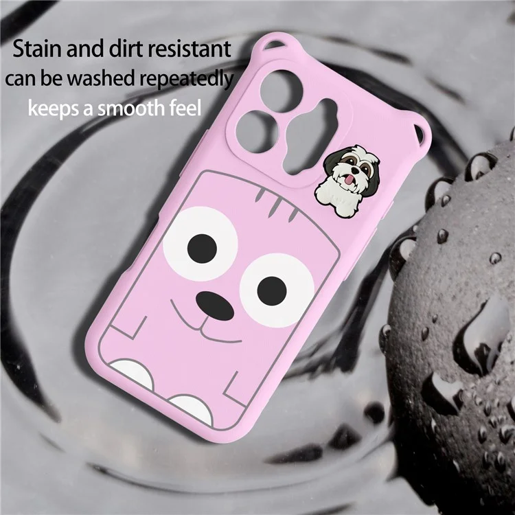 Für iPhone 16 Pro Max Hülle Cartoon Hund EVA Stoßfest Handyhülle mit Kameraobjektiv Abdeckung - Pink