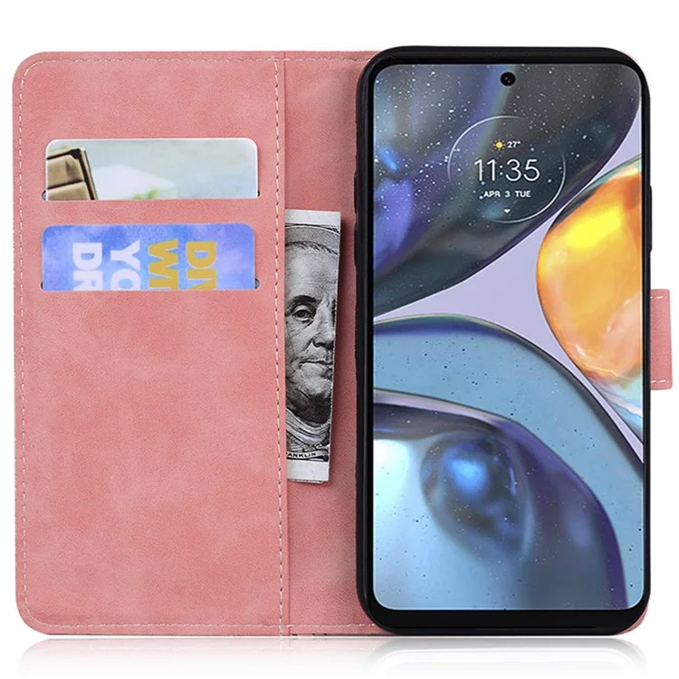 Für Motorola Edge 30 Neo 5G Drucken Tiger Muster PU Leder Schocksicherer Abdeckung Magnetischer Verschluss Telefon Stand Wallet Hülle - Rosa