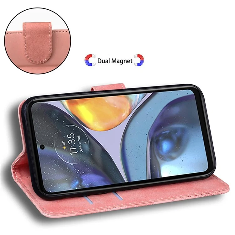 Für Motorola Edge 30 Neo 5G Drucken Tiger Muster PU Leder Schocksicherer Abdeckung Magnetischer Verschluss Telefon Stand Wallet Hülle - Rosa