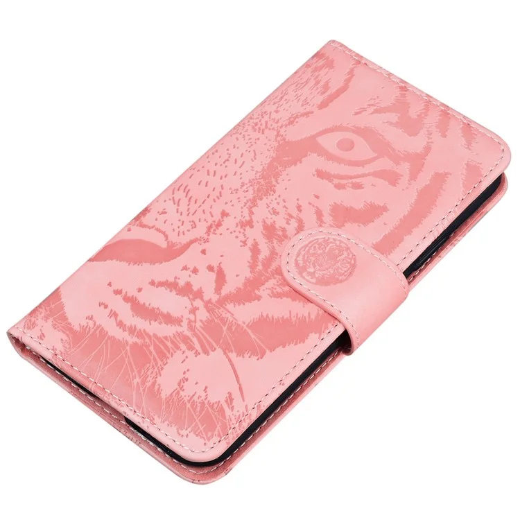 Für Motorola Edge 30 Neo 5G Drucken Tiger Muster PU Leder Schocksicherer Abdeckung Magnetischer Verschluss Telefon Stand Wallet Hülle - Rosa