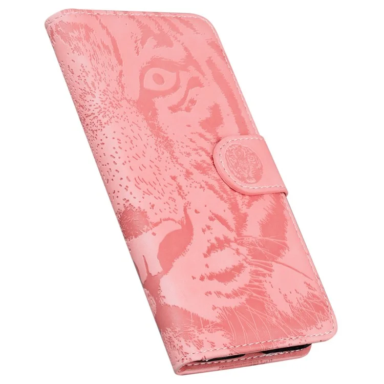 Für Motorola Edge 30 Neo 5G Drucken Tiger Muster PU Leder Schocksicherer Abdeckung Magnetischer Verschluss Telefon Stand Wallet Hülle - Rosa