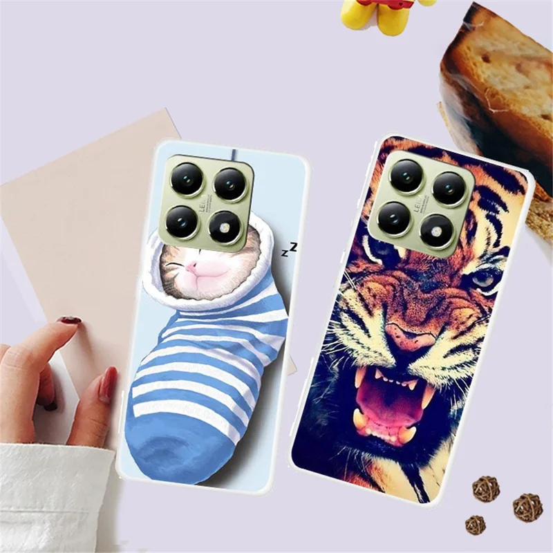 For Xiaomi 14T Case TPU Pattern Printing Anti-Fall Phone Cover - Tiger