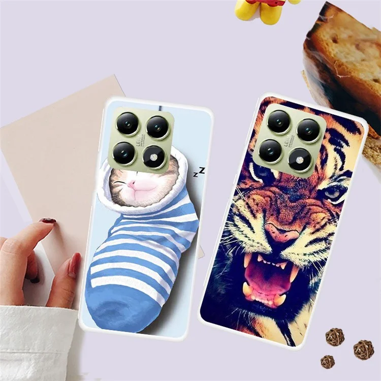 For Xiaomi 14T Pro Case TPU Pattern Printing Anti-Fall Phone Cover - Tiger