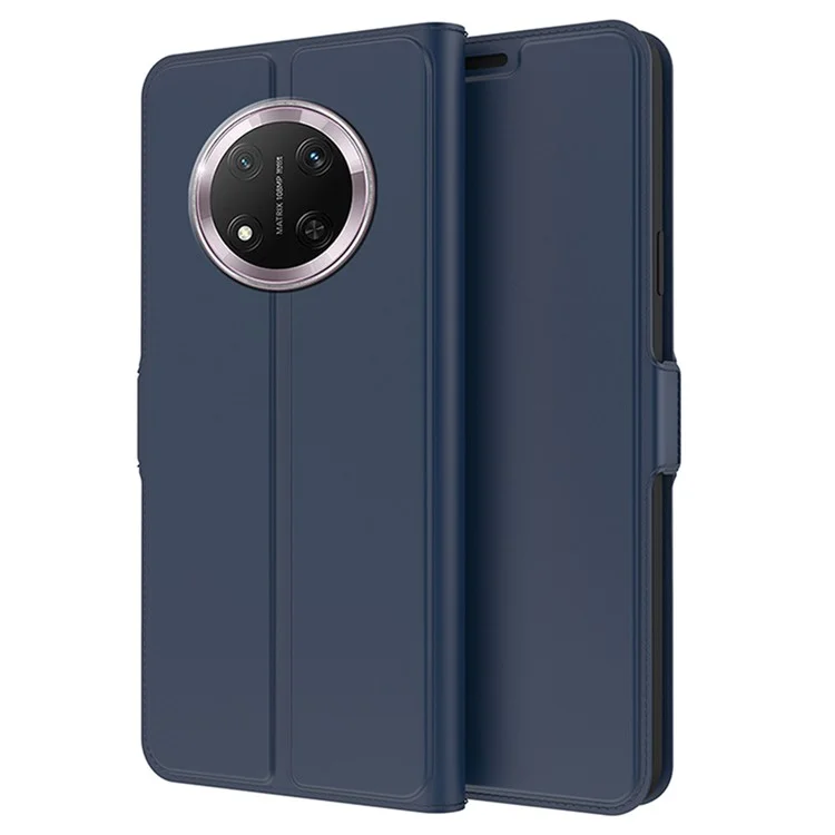Handyhülle für Honor Magic7 Lite 5G / X9c 5G / X60 Pro 5G stoßfeste TPU-Innenschale Lederabdeckung mit Kartenfach - Blau