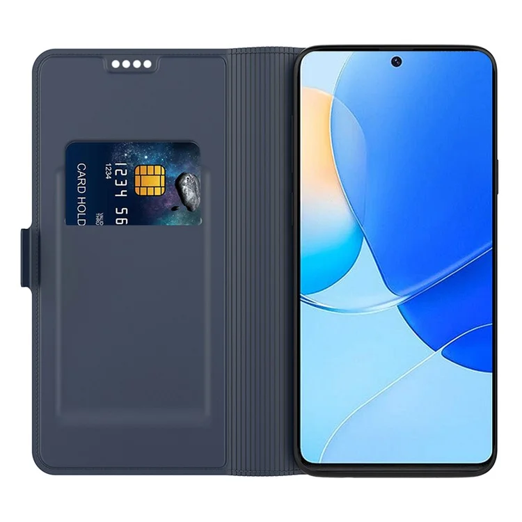 Handyhülle für Honor Magic7 Lite 5G / X9c 5G / X60 Pro 5G stoßfeste TPU-Innenschale Lederabdeckung mit Kartenfach - Blau