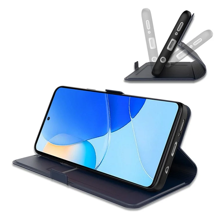 Handyhülle für Honor Magic7 Lite 5G / X9c 5G / X60 Pro 5G stoßfeste TPU-Innenschale Lederabdeckung mit Kartenfach - Blau