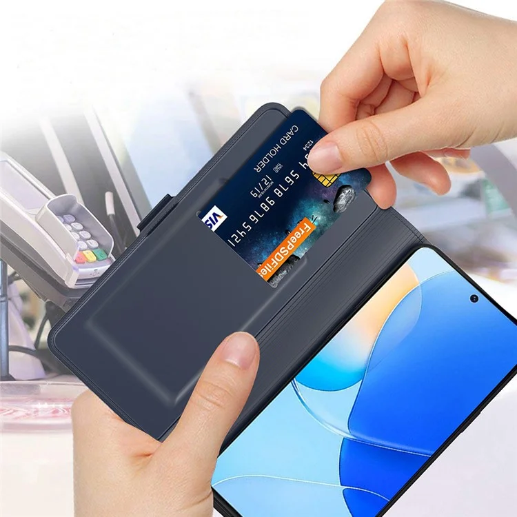 Handyhülle für Honor Magic7 Lite 5G / X9c 5G / X60 Pro 5G stoßfeste TPU-Innenschale Lederabdeckung mit Kartenfach - Blau