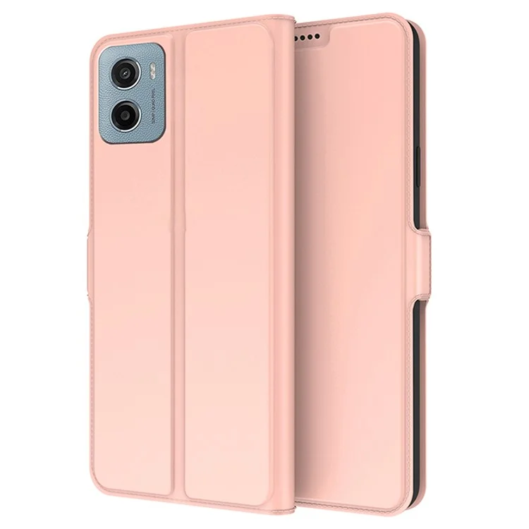 For Motorola Moto E15 4G / G05 4G Case Shockproof TPU Inner Shell Leather Phone Cover Card Slot - Rose Gold