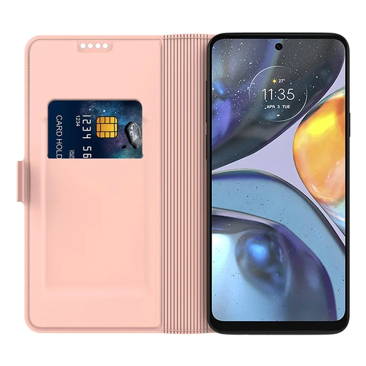 For Motorola Moto E15 4G / G05 4G Case Shockproof TPU Inner Shell Leather Phone Cover Card Slot - Rose Gold