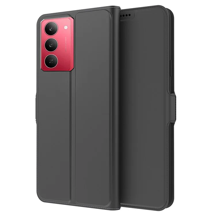 Custodia per Realme 14x 5G / V60 Pro, guscio interno in TPU antiurto, cover in pelle con slot per schede - Nero