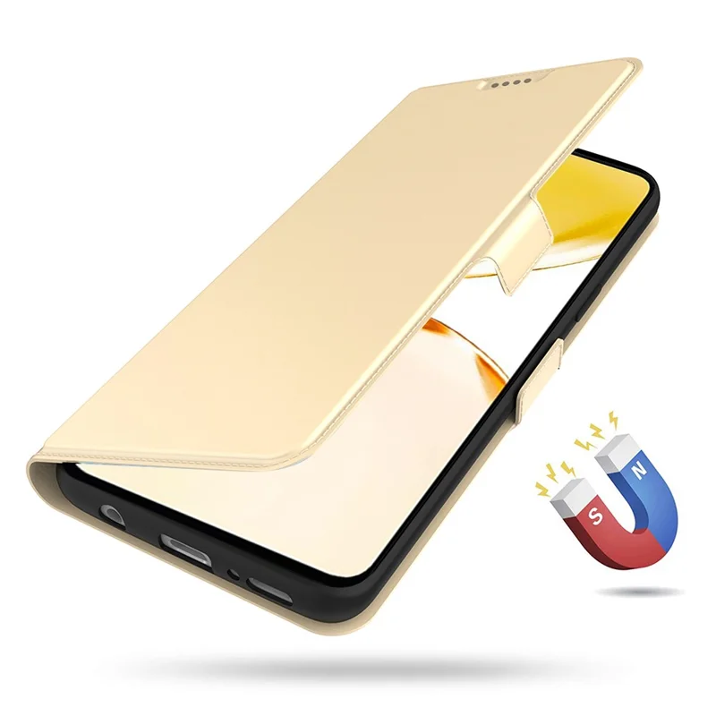 For Realme 14x 5G / V60 Pro 5G Case Shockproof TPU Inner Shell Leather Phone Cover Card Slot - Gold