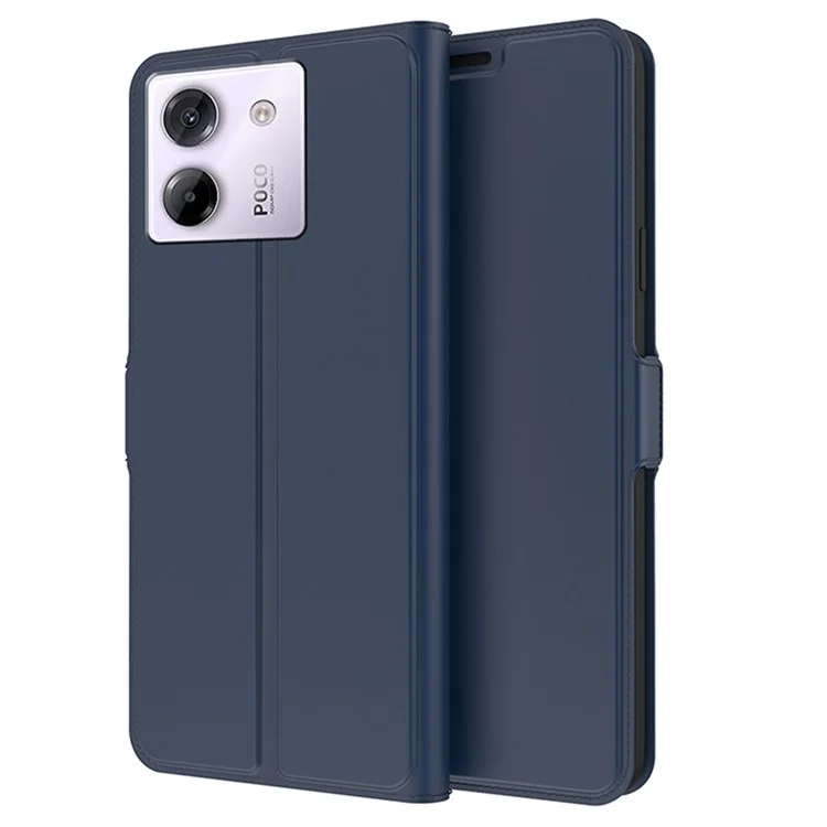 Für Xiaomi Poco M7 Pro 5G Hülle, stoßfeste TPU-Innenschale, Leder-Handyhülle mit Kartenfach - Blau