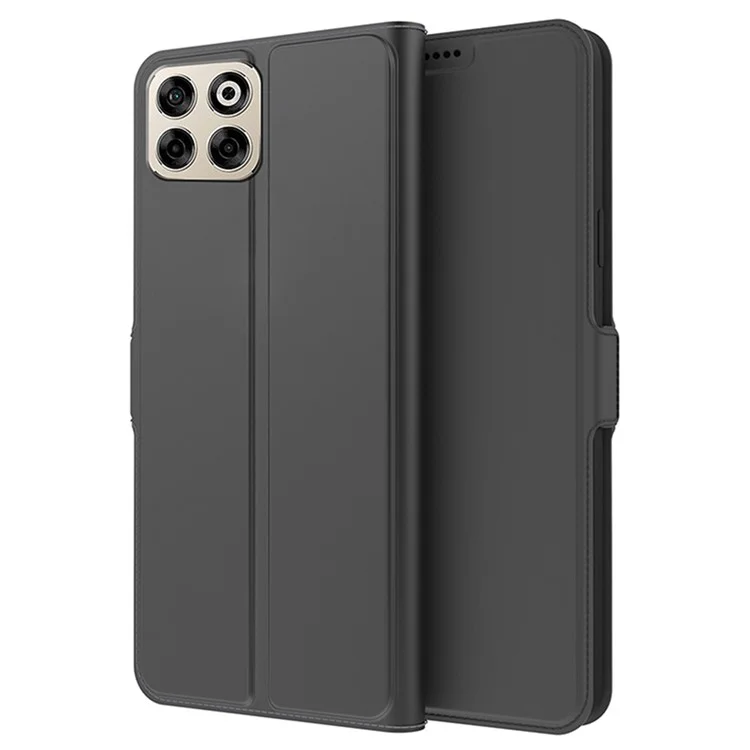 For ZTE Blade V70 Case Shockproof TPU Inner Shell Leather Phone Cover Card Slot - Black