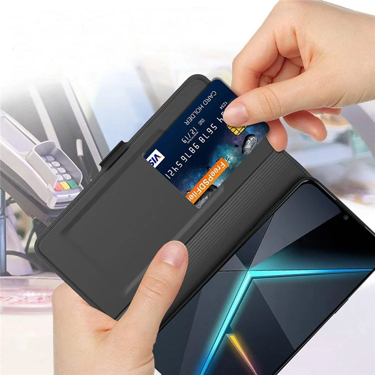 For ZTE Blade V70 Case Shockproof TPU Inner Shell Leather Phone Cover Card Slot - Black