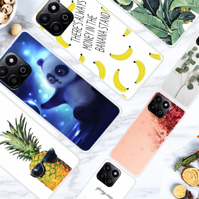 TPU Phone Case For Honor Play 60 Plus 5G / 200 Smart 5G / Play 9T / X7c 4G / X7c 5G Pattern Printing Soft Protective Cover - Banana Leaves