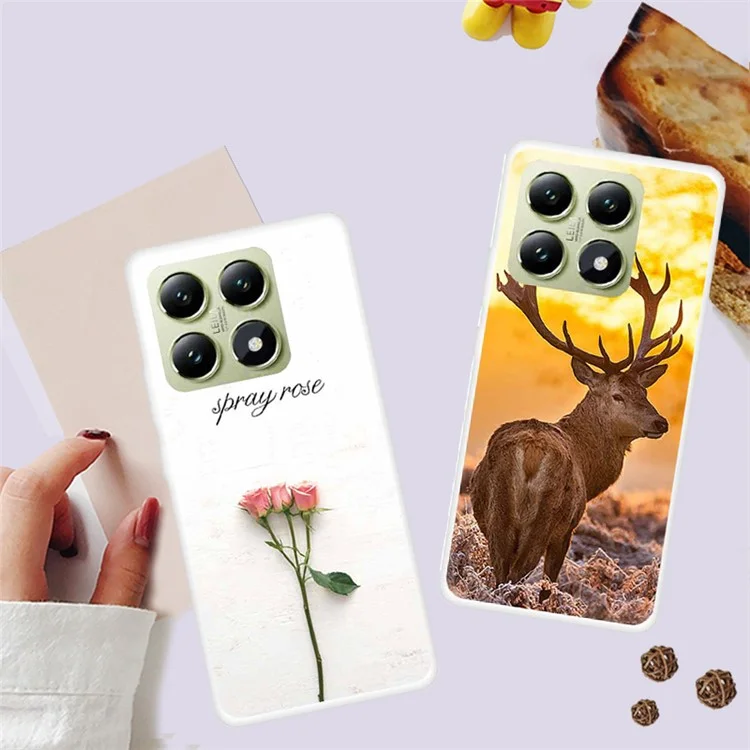 For Xiaomi 14T Pro TPU Phone Case Pattern Printing Soft Protective Cover - Banana Leaves