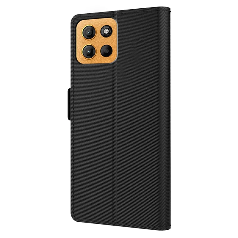 Чехол для Motorola Moto G15 4G, подставка, чехол из искусственной кожи, держатель для карт, зеркало - черный