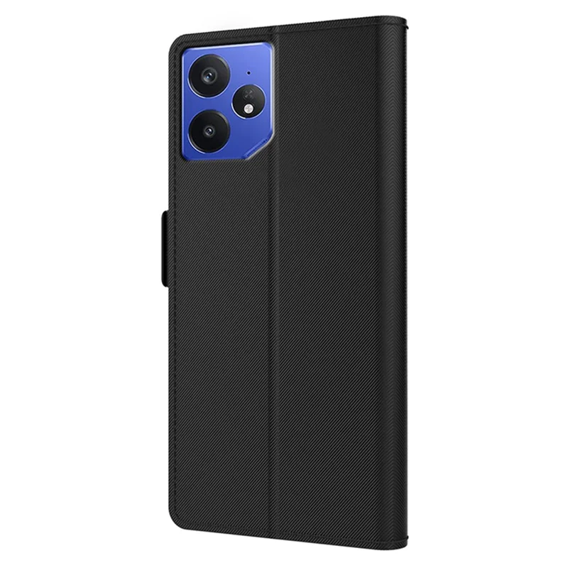 For Realme Neo7 5G Case Stand PU Leather Phone Cover Card Holder Mirror - Black