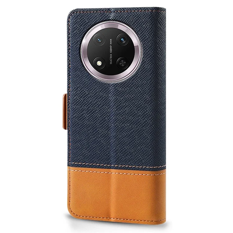 Phone Case for Honor Magic7 Lite 5G / X9c 5G / X60 Pro 5G Color Splicing PU Leather Wallet Phone Cover - Blue