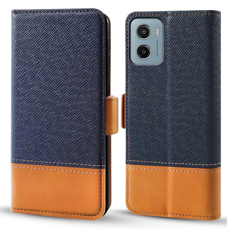 Étui portefeuille en cuir PU à motif coloré pour Motorola Moto E15 4G / G05 4G - Bleu