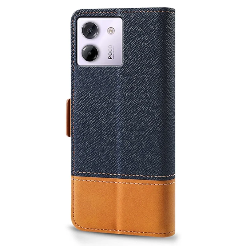 For Xiaomi Poco M7 Pro 5G Case Color Splicing PU Leather Wallet Phone Cover - Blue
