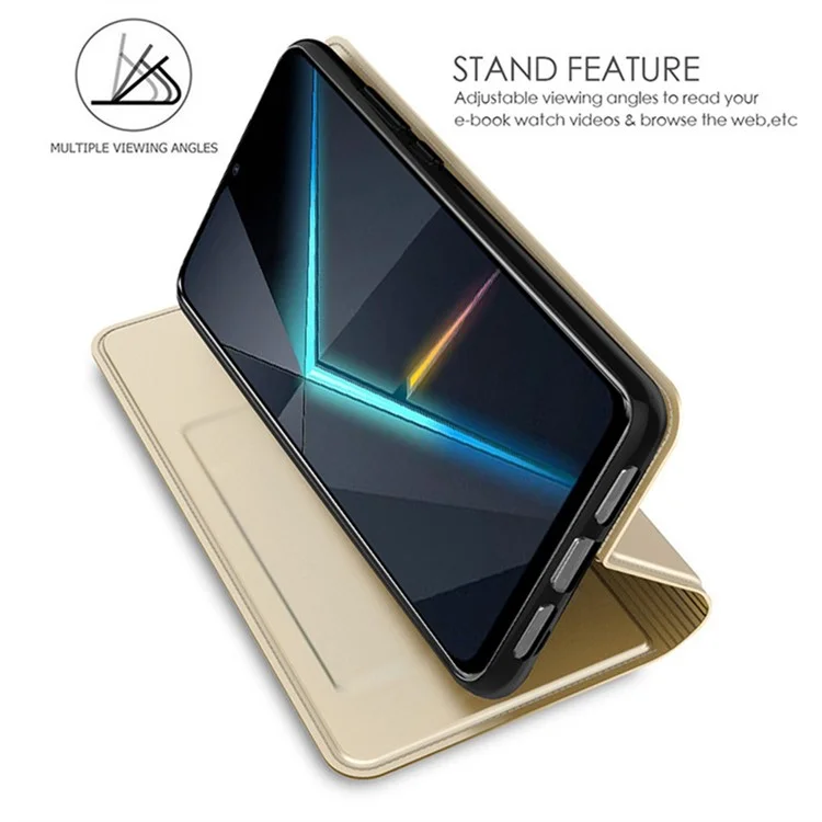 Für ZTE Blade V70 Hülle aus PU-Leder mit Kartenfach, Ständer und Magnetverschluss - Gold
