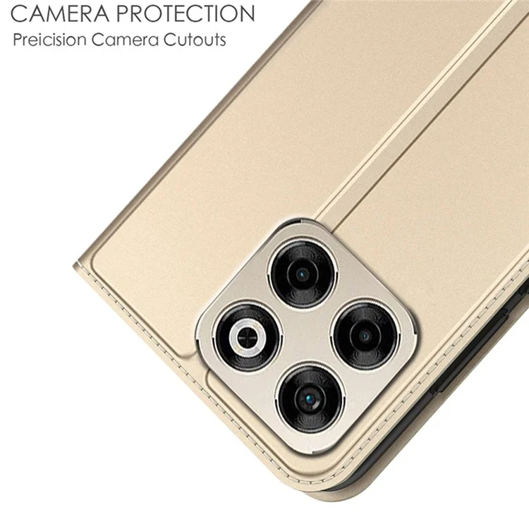 Für ZTE Blade V70 Hülle aus PU-Leder mit Kartenfach, Ständer und Magnetverschluss - Gold