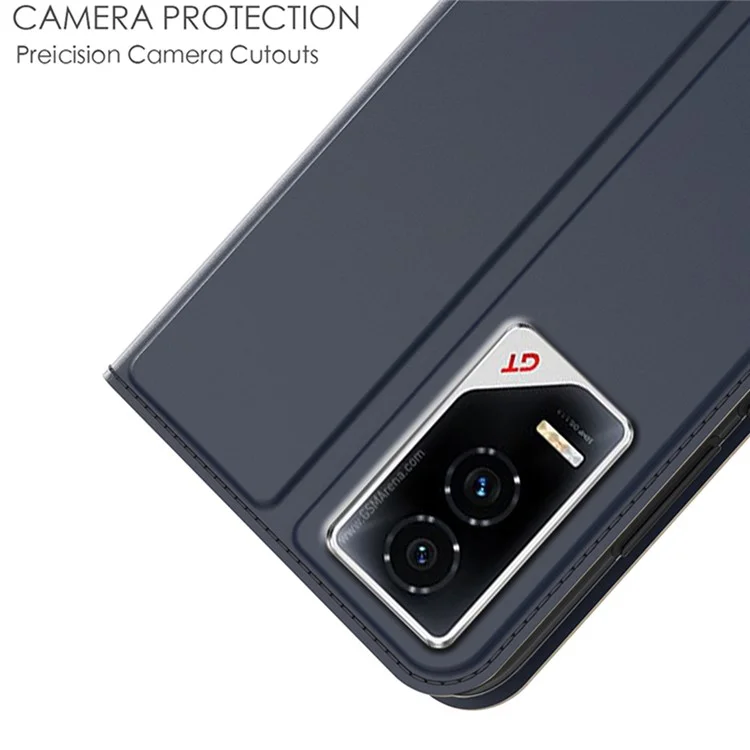 Capa de telefone de couro PU com suporte para cartão e fecho magnético da série For Honor GT - Azul