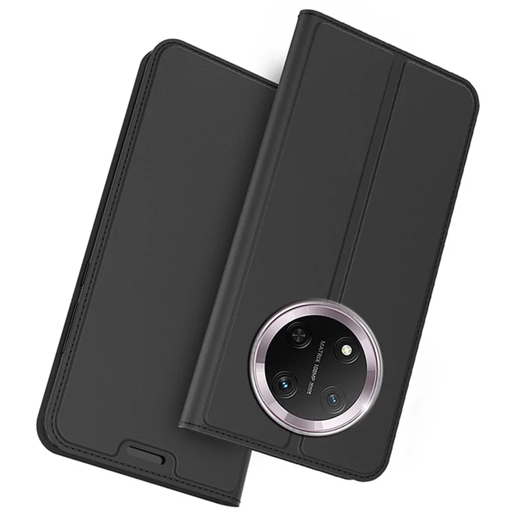 Funda de teléfono de cuero para Honor Magic7 Lite 5G / X9c 5G / X60 Pro 5G con soporte para tarjetas, cierre magnético y cubierta móvil - Negro